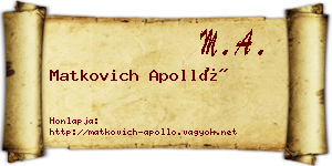 Matkovich Apolló névjegykártya